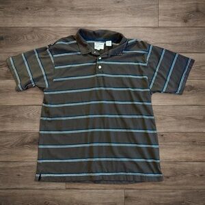 Point Zero Black and Blue Striped Polo Shirt